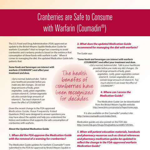 The Evidence for the Safe Consumption of Cranberries with Warfarin Therapy